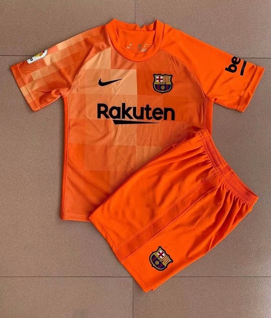 Kids-Barcelona 21/22 GK Orange Soccer Jersey